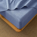 MooMee Fitted Bottom Sheet Only 100% Washed Cotton Linen Like Textured by MOOMEE