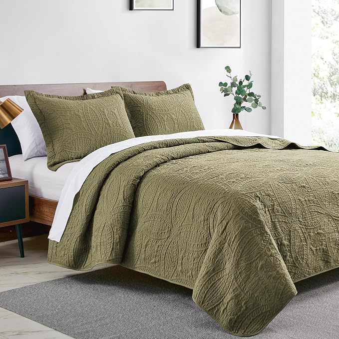 Love's cabin Twin Quilt Bedding Set Green Bedspreads - Image 2