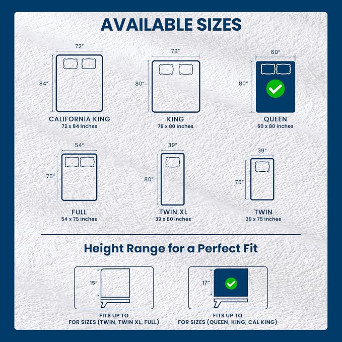 Queen Size Mattress Protector Waterproof, Premium 200 GSM Terry Mattress Cover - Image 3