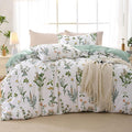 MUXHOMO Duvet Cover King Size, Reversible Floral Green Duvet Cover Set by MUXHOMO