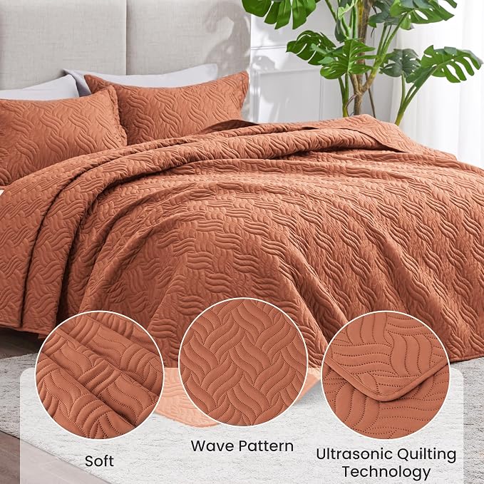 Love's cabin King Size Quilt Bedding Set Umber Bedspreads - Image 4