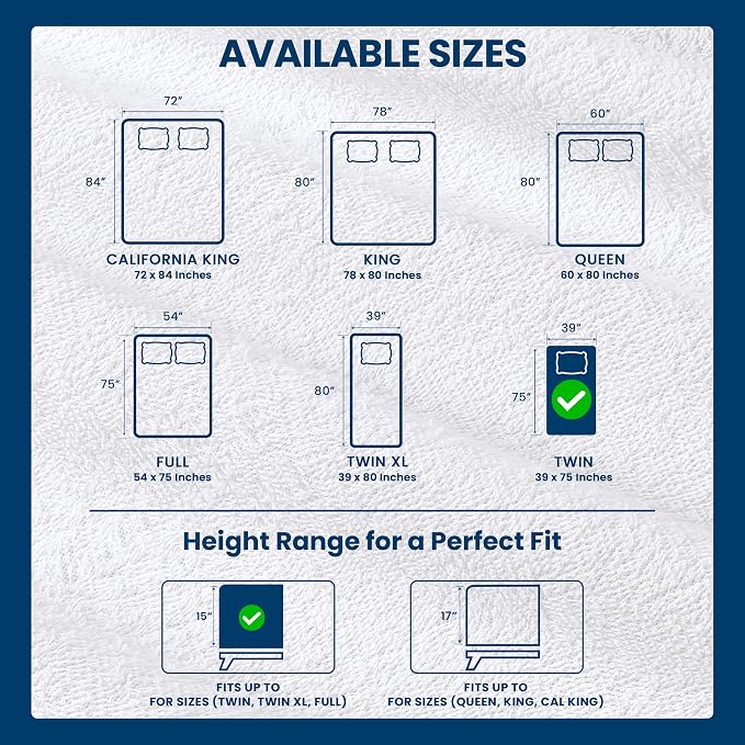 Twin Size Mattress Protector Waterproof, Premium 200 GSM Terry Mattress Cover - Image 3