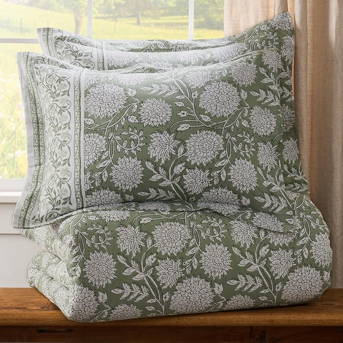 Levtex Home Adare Sage Reversible Twin Duvet Cover Set - Image 4