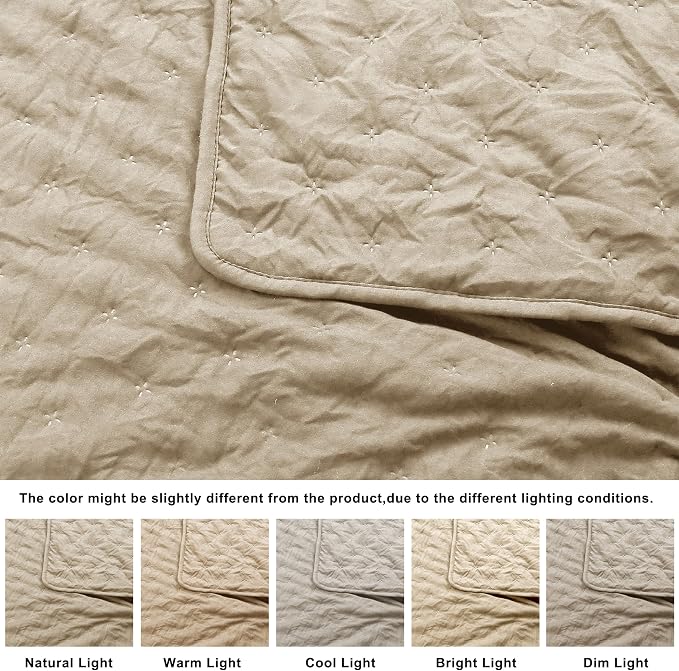 ROARINGWILD Beige Cloud Twin Size Quilt Bedding Sets - Image 6