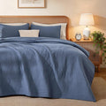 Love's cabin King Size Cotton Quilt Set, 100% Cotton Fabric Striped Textured by Lovescabin
