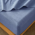 MooMee Fitted Bottom Sheet Only 100% Washed Cotton Linen Like Textured by MOOMEE