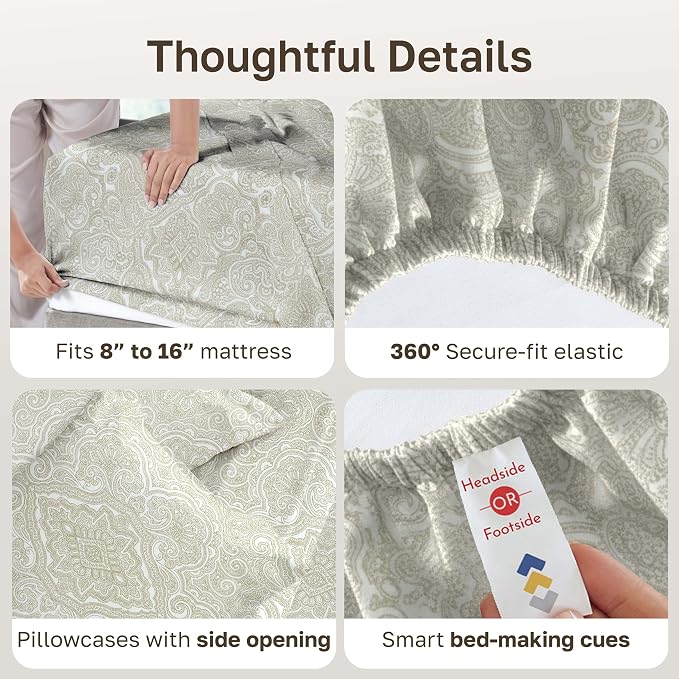 California Design Den Soft 100% Cotton Sheets Cal King Size Set, 400 TC Good - Image 5