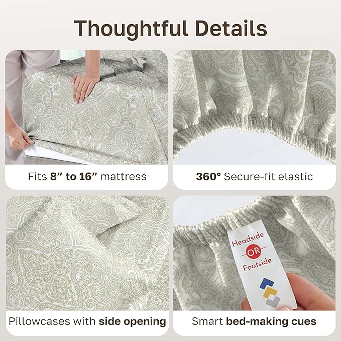 California Design Den Soft 100% Cotton Sheets Queen Size, 400 TC Good - Image 5