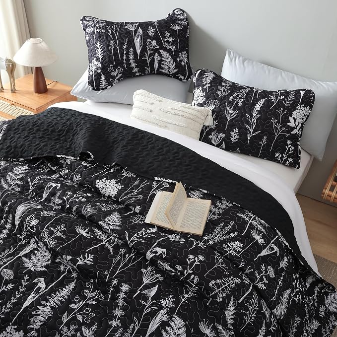 JANZAA Quilts Queen Size Bed Spread Botanical 3 Pieces Quilts Queen Size Sets - Image 7
