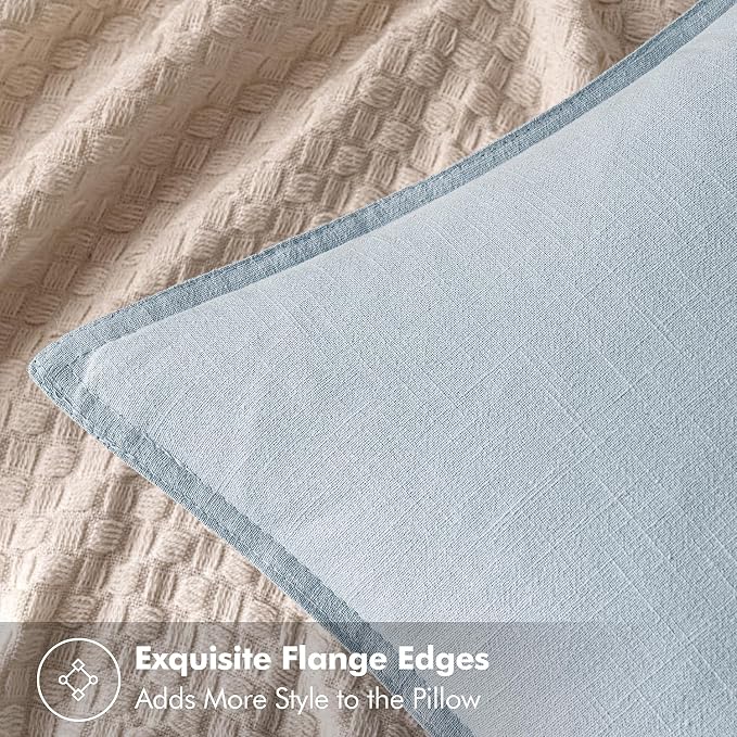 MIULEE Decorative Linen Pillow Covers 20x20 Inch Light Blue ​Boho Farmhouse​ - Image 2