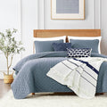 ROARINGWILD Dusty Blue Queen Size Quilt Bedding Set, Lightweight Soft Bedspread by ROARINGWILD