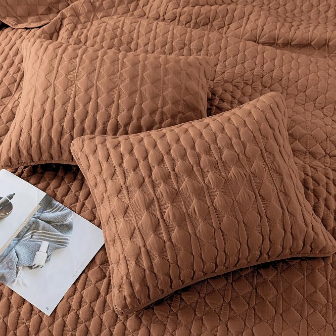 WDCOZY Burnt Orange Twin Quilt Size Bedding Sets - Image 4