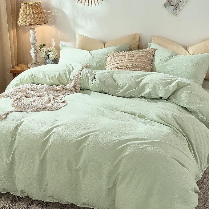 MooMee Bedding Duvet Cover Set 100% Washed Cotton Linen Like Textured - Image 4