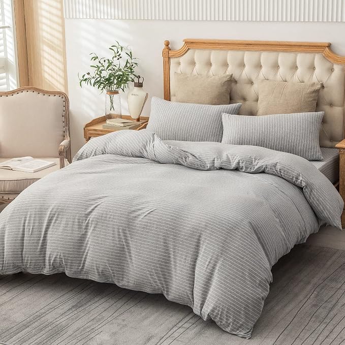 PURE ERA Jersey Knit Duvet Cover Set 100% T-Shirt Heather Cotton Super Soft - Image 5