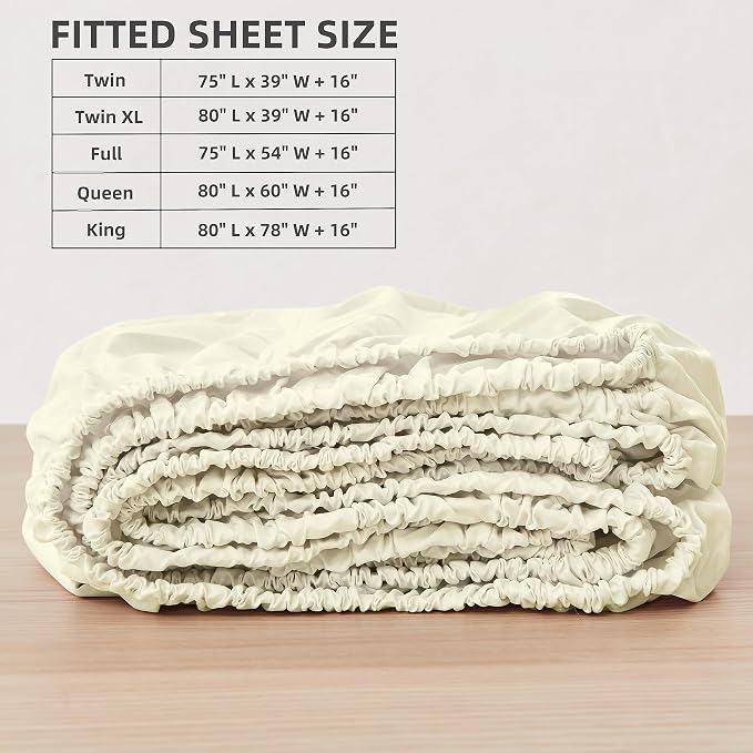 HBHLFZ King Fitted Sheet Only, Soft Breathable Bottom Sheet - Image 2