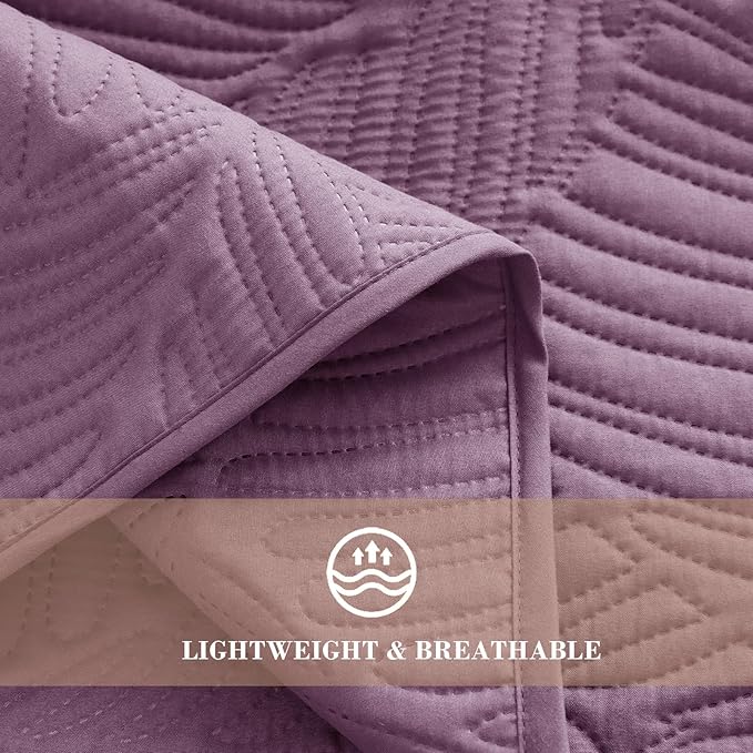 Exclusivo Mezcla Queen Quilt Bedding Set, Lightweight Dusty Lavender Quilts - Image 5