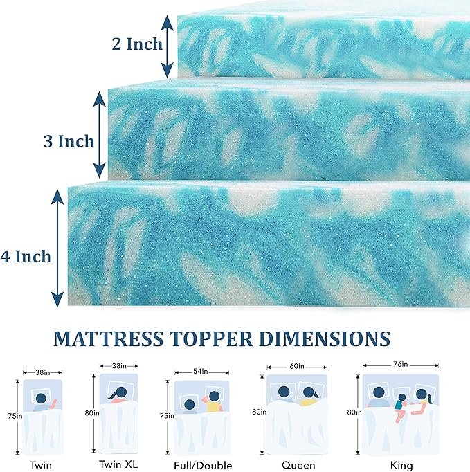 EGO Topper 2 Inch King Memory Foam Mattress Topper, Gel Foam Mattress Topper - Image 5