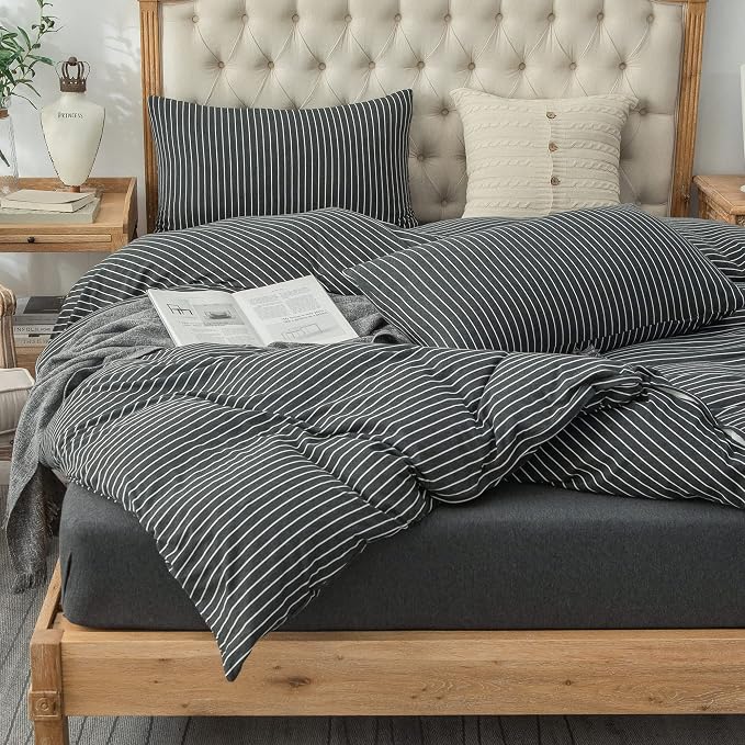 PURE ERA Jersey Knit Duvet Cover Set 100% T-Shirt Heather Cotton Super Soft by PUREERA