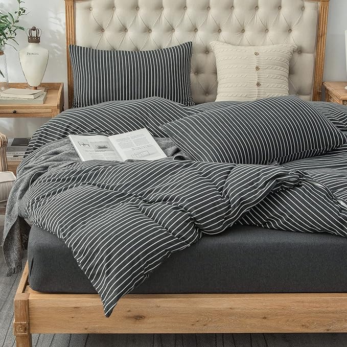 PURE ERA Jersey Knit Duvet Cover Set 100% T-Shirt Heather Cotton Super Soft by PUREERA