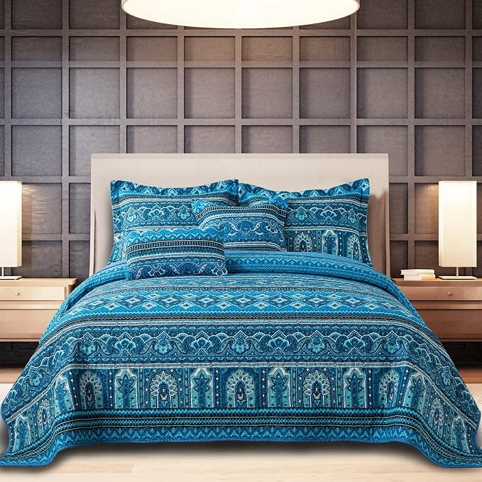 BEDIFANY Cotton Queen Quilt Sets, Lightweight Boho Queen Size Quilt Bedding Set by BEDIFANY