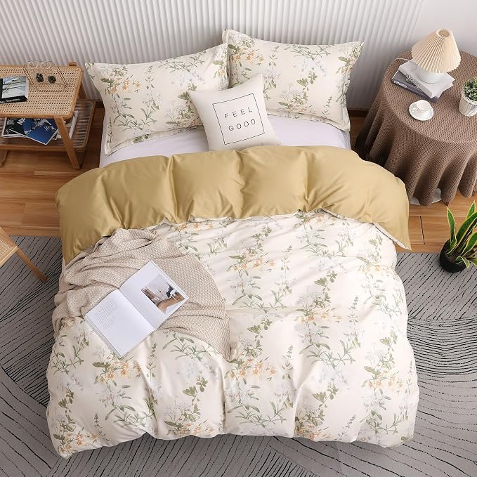 OAITE Duvet Cover Set King Size Floral Pattern 600 Thread Count Ultra Soft 100% - Image 3