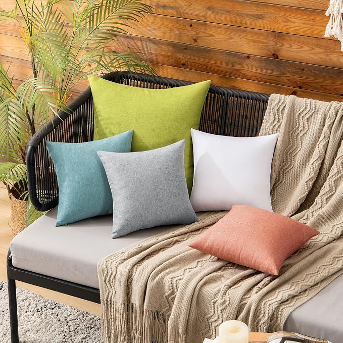 MIULEE Pack of 2 Decorative Outdoor Solid Waterproof Throw Pillow Covers Faux - Image 2