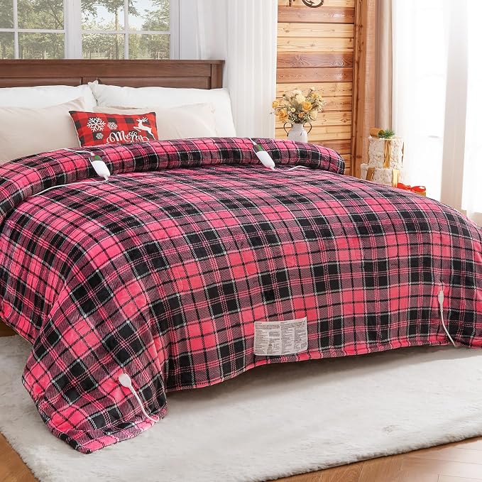 Pink Heated Blanket Electric, Queen Size 84X90, 10 Heat Levels/8 Hours Auto by OCTROT