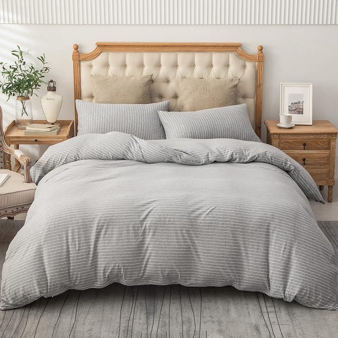 PURE ERA Jersey Knit Duvet Cover Set 100% T-Shirt Heather Cotton Super Soft - Image 6