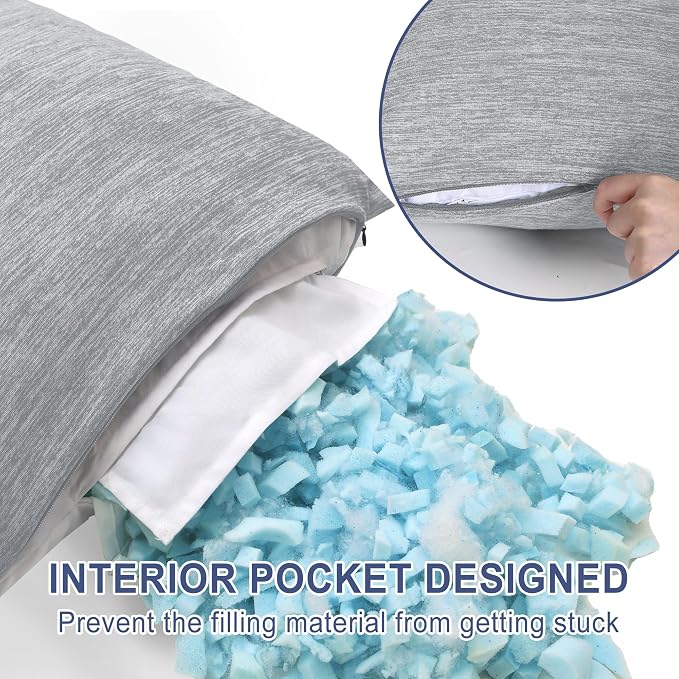 DWCN Cooling Body Pillow for Adults, 20x54 Inch Light Grey - Image 3