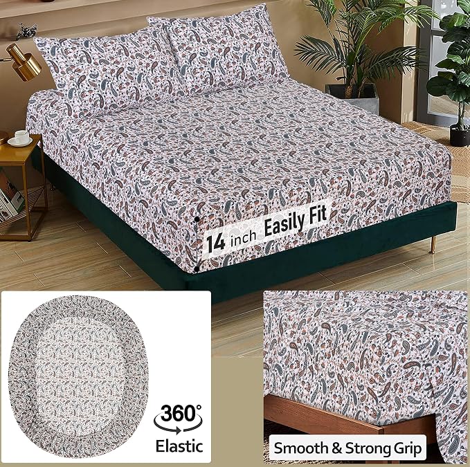 RUVANTI 100% Cotton Sheets – California King Percale Bedding, Cooling & - Image 5