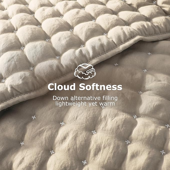 WDCOZY Beige Queen Size Quilt Bedding Sets - Image 4