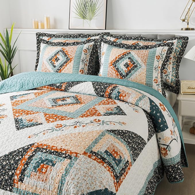 BEDIFANY Cotton California King Size Quilt Sets, Floral Lightweight King Size - Image 7