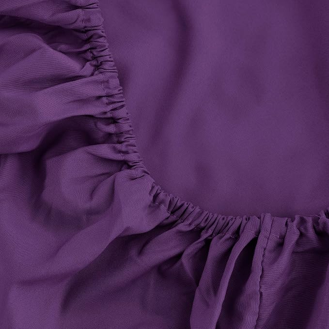 Sfoothome Fitted Bottom Sheet for Mattress, Single Queen Size Purple Microfiber - Image 4