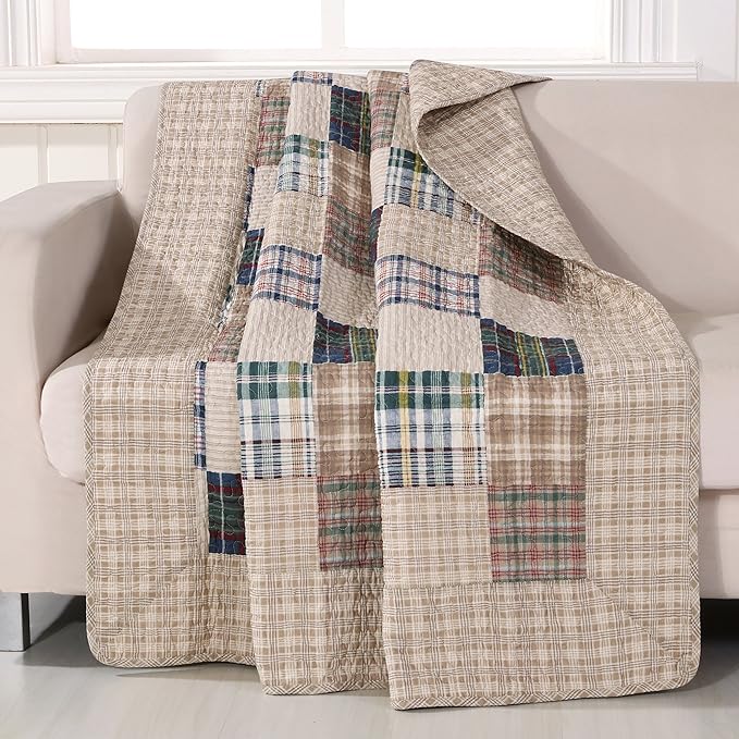 Greenland Home Oxford 100% Cotton Throw Blanket, Tan 50 x 60 in - Image 5