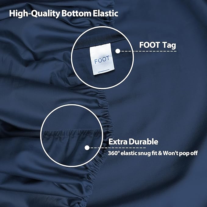 Twin Size Fitted Sheet Only Navy Blue, 100% Egyptian Cotton 600 Thread Count - Image 5