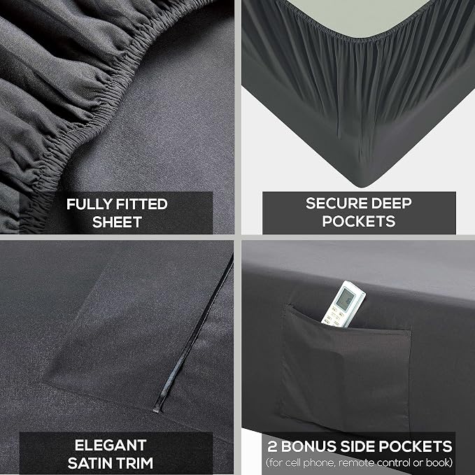 Mueller Ultratemp Bed Sheets Set, Super Soft 1800, 6 Piece California King - Image 4