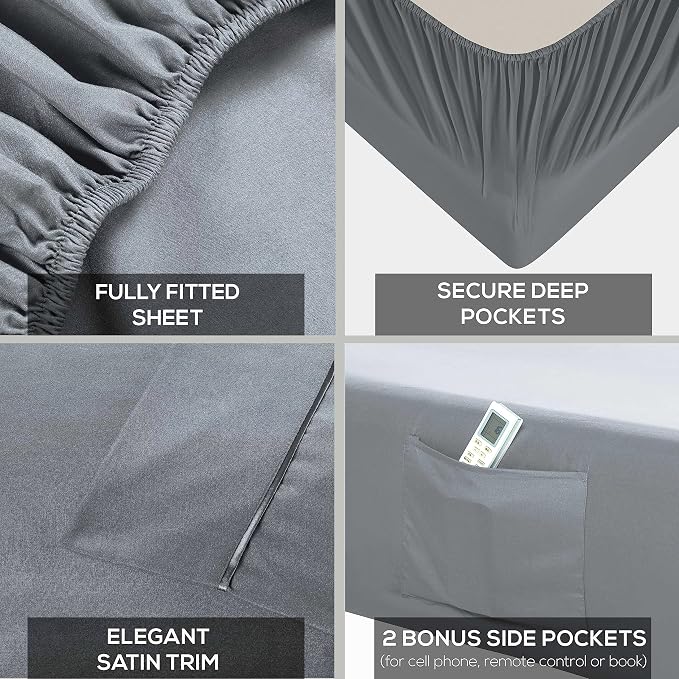 Mueller Ultratemp Bed Sheets Set, Super Soft 1800, 6 Piece California King - Image 4