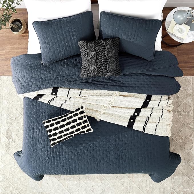 ROARINGWILD Navy Blue Queen Size Quilt Bedding Set - Image 2