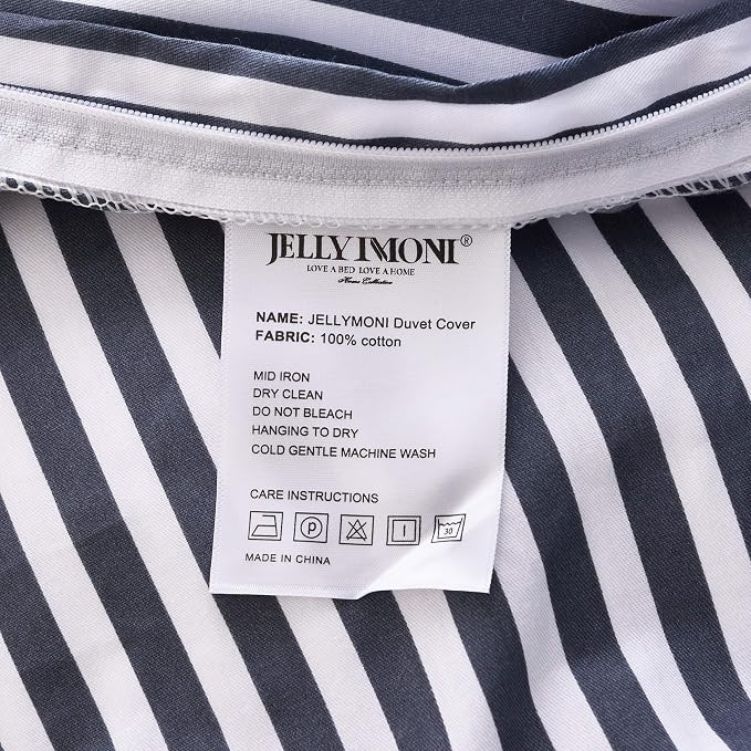 JELLYMONI 100% Natural Cotton 2pcs Striped Duvet Cover Sets, - Image 7