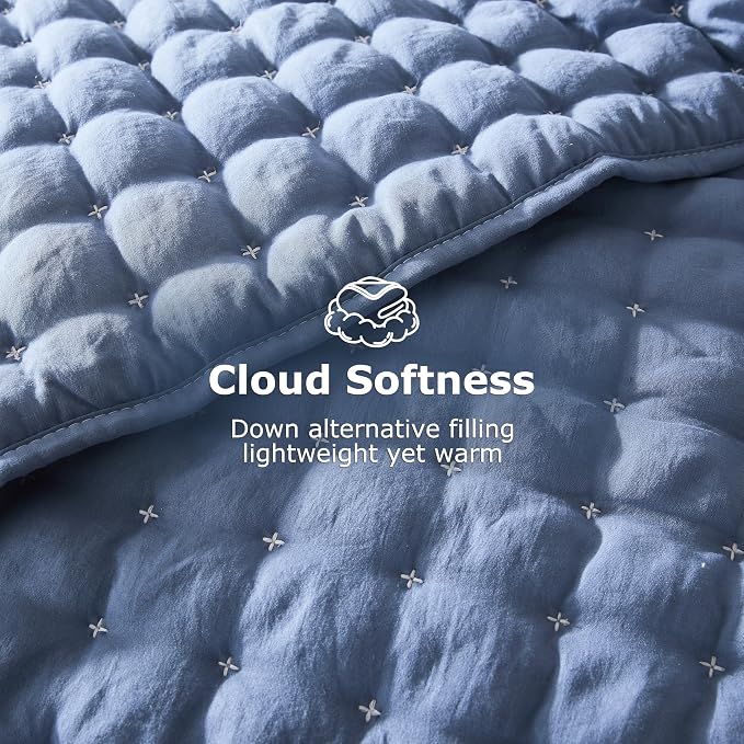 WDCOZY Blue Twin Size Quilt Bedding Sets - Image 4