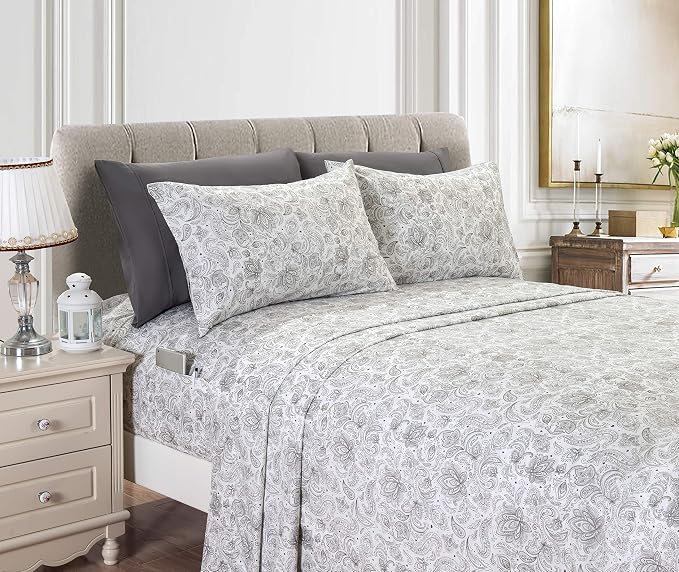 Elegant Comfort Luxury Soft Bed Sheets Paisley Pattern - Image 2