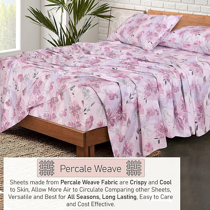 RUVANTI 100% Cotton Sheets – California King Percale Bedding, Cooling & - Image 3