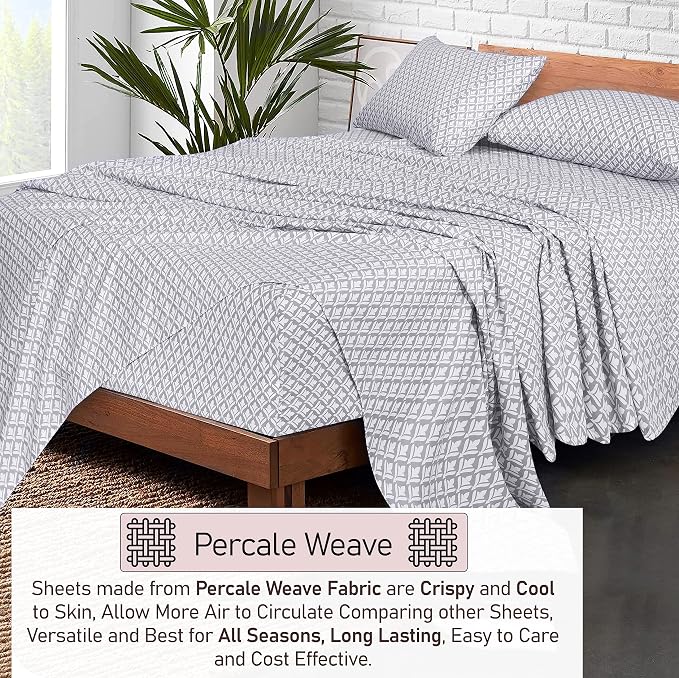 RUVANTI 100% Cotton Sheets – King Size Percale Bedding, Cooling & Breathable - Image 3