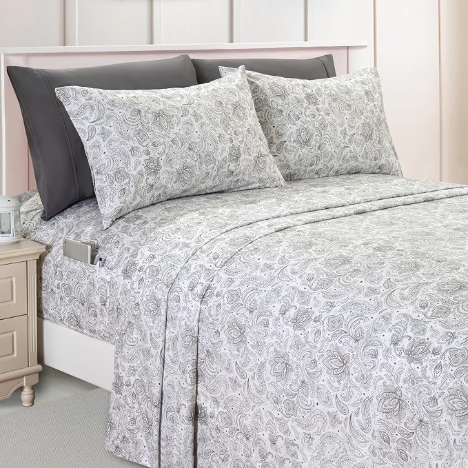 Elegant Comfort Luxury Soft Bed Sheets Paisley Pattern - Image 2