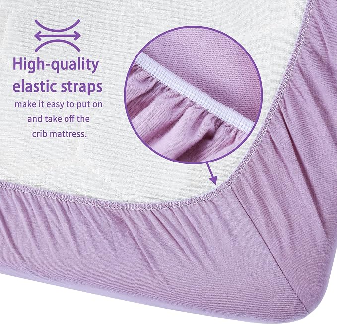 GUNTAIL Crib Sheets for Boys Girls, 100% Cotton Fitted Crib Sheet 2 Pack for - Image 5
