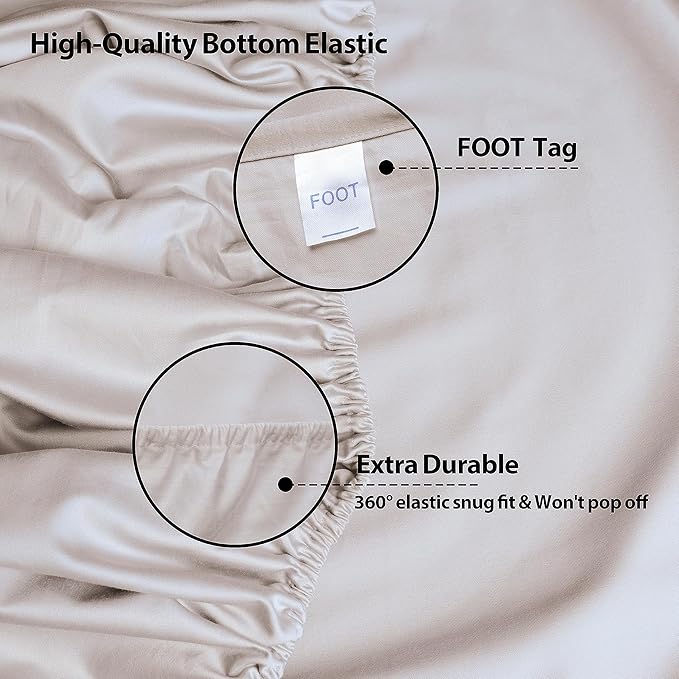 King Size Fitted Sheet Only Light Beige, 100% Egyptian Cotton 600 Thread Count - Image 5