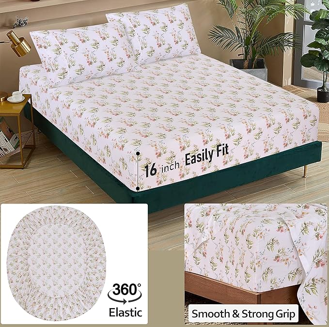 RUVANTI 100% Cotton Sheets – Queen Size Percale Bedding, Cooling & Breathable - Image 5