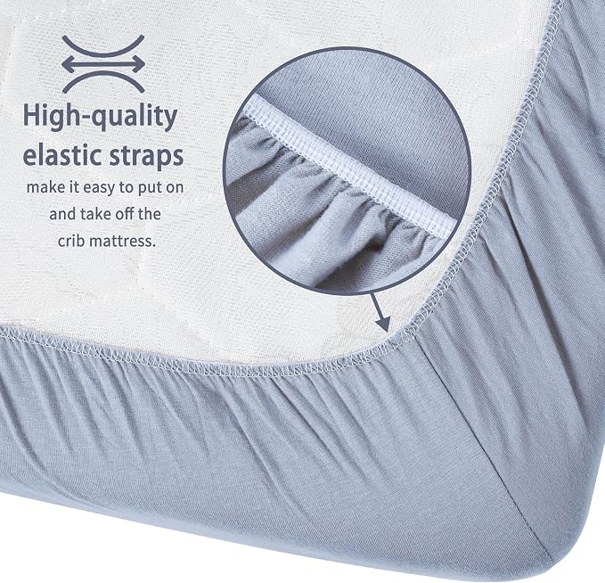 GUNTAIL Crib Sheets for Boys Girls, 100% Cotton Fitted Crib Sheet 2 Pack for - Image 5