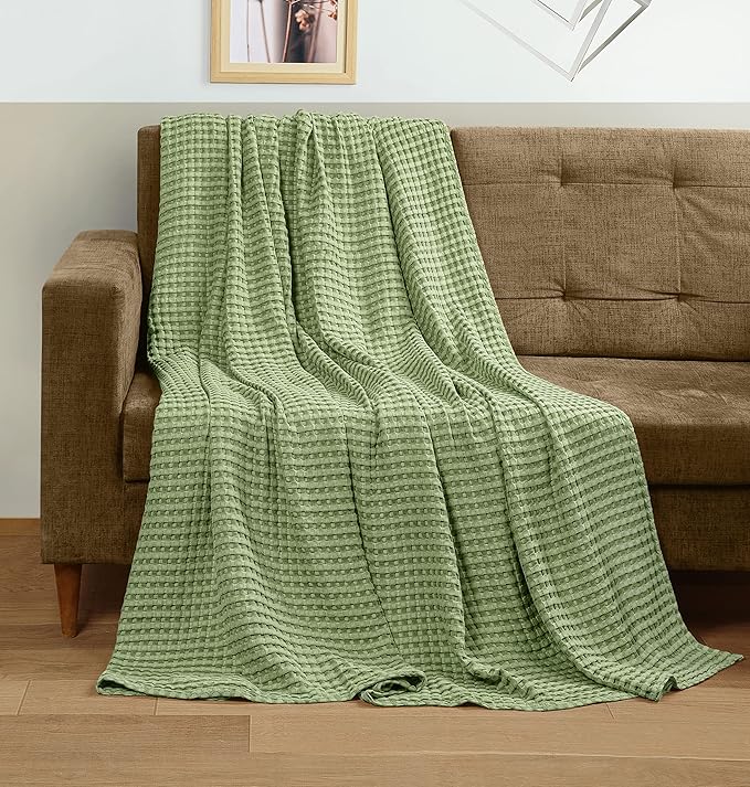 Utopia Bedding 100% Cotton Waffle Weave Blanket Queen Size - Image 4