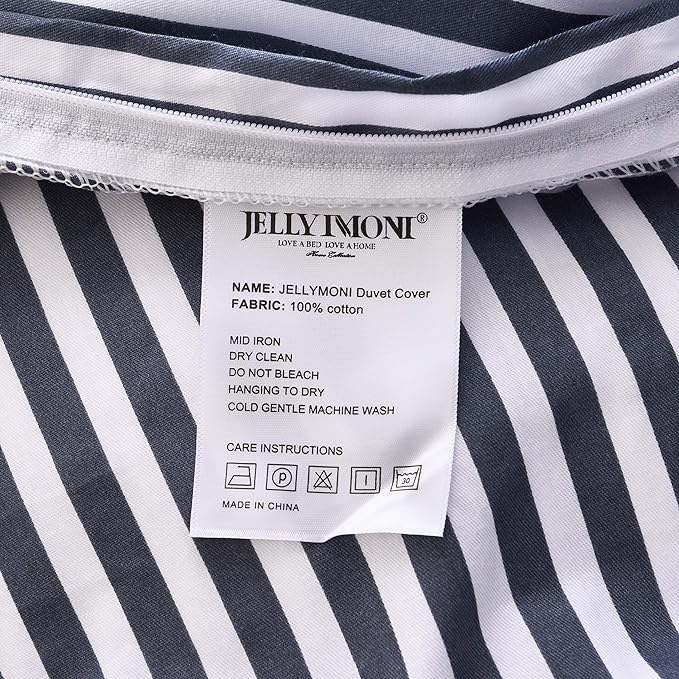 JELLYMONI 100% Natural Cotton 3pcs Striped Duvet Cover Sets, - Image 7